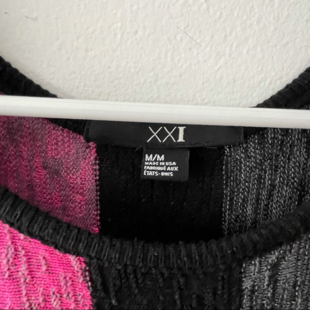 Forever 21 Magenta, Gray & Black Striped Batwing Top - Picture 4 of 5